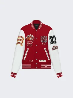 Amiri Vintage Patch Varsity Bomber Jacket Red