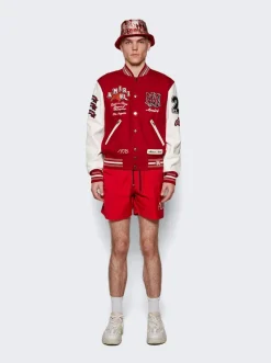 Amiri Vintage Patch Varsity Bomber Jacket Red