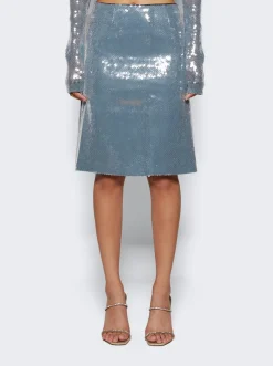 16Arlington Wile Midi Skirt Dolphin Blue