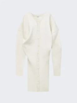 Loewe Wool Blend Draped Long Coat Soft White