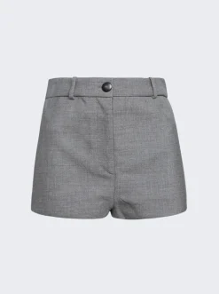 FERRAGAMO Wool Double Natte Crepe Hot Shorts Grey