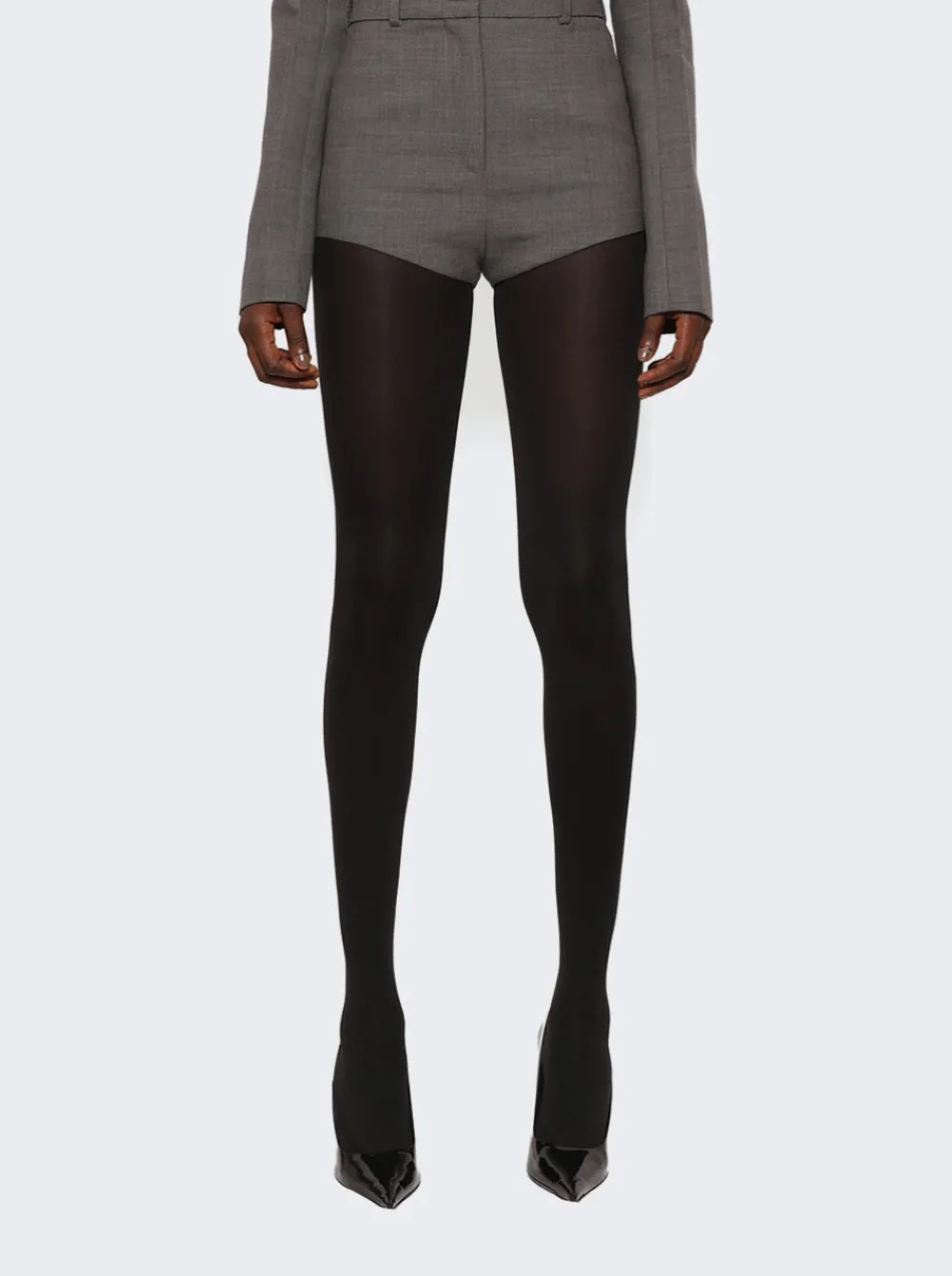 FERRAGAMO Wool Double Natte Crepe Hot Shorts Grey