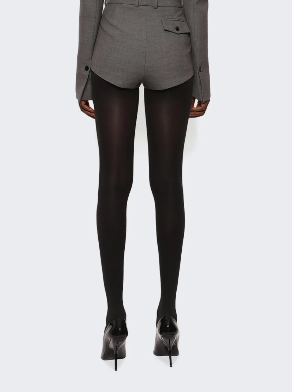 FERRAGAMO Wool Double Natte Crepe Hot Shorts Grey