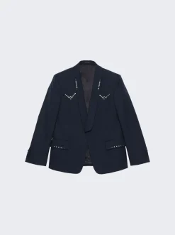 Gucci Wool Twill Jacket With Crystal Embroidery Ink