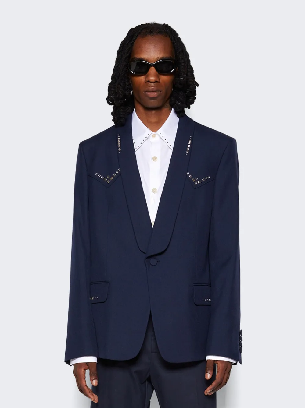 Gucci Wool Twill Jacket With Crystal Embroidery Ink