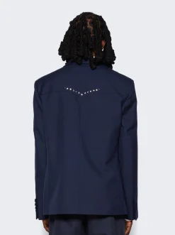 Gucci Wool Twill Jacket With Crystal Embroidery Ink