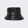 Bottega Veneta Woven Leather Bucket Hat Black