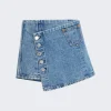 Re/Done Wrap Mini Skirt Acid Blue