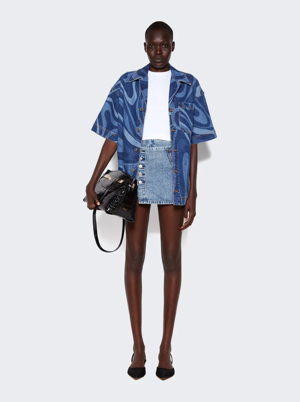 Re/Done Wrap Mini Skirt Acid Blue