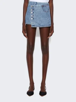 Re/Done Wrap Mini Skirt Acid Blue
