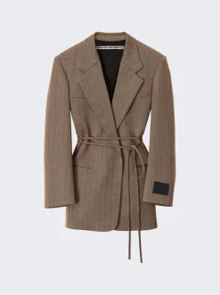 Alexander Wang Wrap Tie Blazer Black And Brown