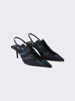 Jimmy Choo X Jean Paul Gaultier Corset Slingback Pump Navy Denim