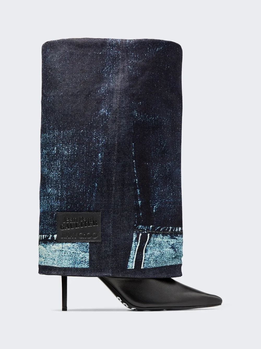 Jimmy Choo X Jean Paul Gaultier Cuff Boots Denim And Black