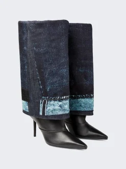 Jimmy Choo X Jean Paul Gaultier Cuff Boots Denim And Black