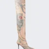 Jimmy Choo X Jean Paul Gaultier Over The Knee Boot Tattoo Print