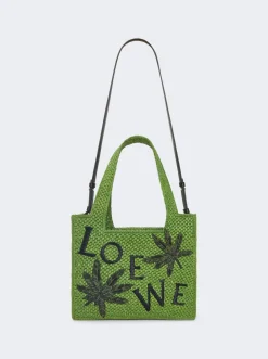 Loewe X Paula'S Ibiza Medium Leaf Logo Tote Bag Green