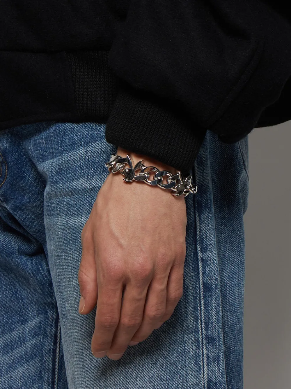 Hatton Labs Xl Cuban Bunny Motif Bracelet Silver