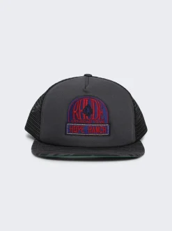 Rhude Zebra Trucker Hat Charcoal Black