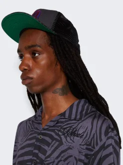 Rhude Zebra Trucker Hat Charcoal Black